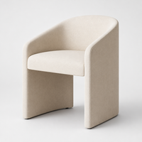 Fauteuil de salle à manger moderne rembourré en tissu crème, dossier incurvé, chaise tonneau, mobilier pour hôtel, restaurant, salle à manger