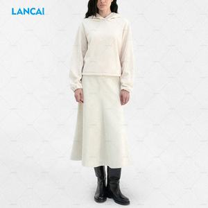 Factory Wholesale Custom Logo Embroidered Printed Breathable Luxurious Solid Plain <b>Velour</b> Crop Hoodie - Product Image 3