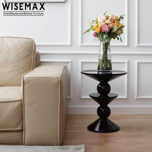 أثاث WISEMAX طاولة قهوة مدورة بتصميم فريد من الألياف الزجاجية طاولة جانبية للأريكة في غرفة المعيشة طاولة صغيرة - Product Image 3