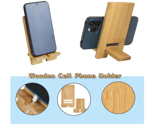 Support de bureau <span class=keywords><strong>en</strong></span> <span class=keywords><strong>bois</strong></span> portable pour téléphone - Product Image 3