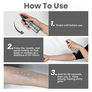 Luxfume Brillant Longue Durée Étanche Paillettes Peau <span class=keywords><strong>Spray</strong></span> Private Label Highlight pour Cheveux Corps Brillance - Product Image 4