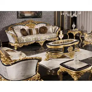 コーヒーテーブルと椅子が付いている家の居間の家具のソファセットベルベットの固体木製のロイヤルトルコの手作りスタイルのソファセット