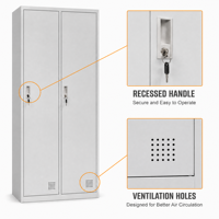 Armoire de rangement métallique robuste à double porte avec trous de ventilation, armoire de rangement en acier verrouillable pour vestiaire du personnel