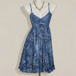 OEM Women Paisley Print Spaghetti Strap <strong>Dress</strong> Mesh Ruffle V Neck High Waist Boho a Line Vintage Flowy Cami Mini <strong>Dresses</strong> - Product Image 5