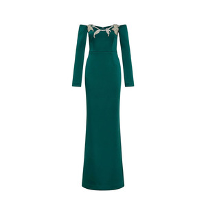 slim fit dress slacks Elegant Navy Blue, Emerald Green V-neck Lace Top Mermaid Long Prom Dre –  AlineBridal main image 1