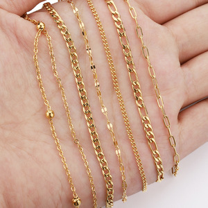 Cadena de arroz chapada en oro de acero inoxidable, cadena en forma de O para la fabricación de joyas, accesorios DIY, acabado 18k, cadena fina, collar para mujer - Product Image 5