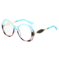 Nouveauté Monture en verre ronde personnalisée Lunettes tendance anti-lumière bleue pour femmes à grande monture