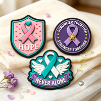 Nouveau Patch 3D en Silicone pour la Sensibilisation au Cancer, Vente en Gros, Promotion Colorée, Patch en Caoutchouc Souple pour la Santé, Patchs Personnalisés en PVC, Ruban