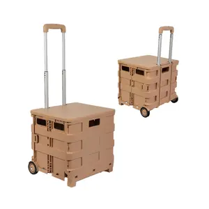 Gemakkelijk Te Gebruiken Opvouwbare Plastic Opbergdoos Klimmen Traptrolley Winkelwagentje Outdoor Autokoffer Opbergdoos Winkelwagen