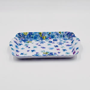 Plateau de service <span class=keywords><strong>pas</strong></span> <span class=keywords><strong>cher</strong></span> pour desserts, collations et boissons, 8,25 pouces x 5,7 pouces, imprimé hortensia, petits plateaux en mélamine pour manger - Product Image 4