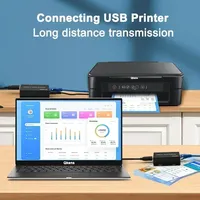 Extensor de Cable Ethernet CAT6 USB 2.0 de 50m con Hub USB de 4 Puertos y Montaje RJ45 para Cámaras Web, Impresoras, Memorias USB, Teclados y Ratones