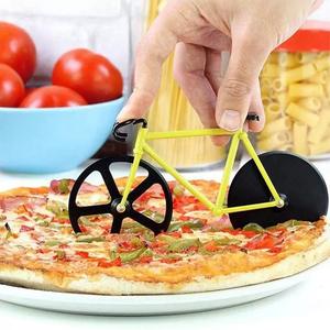 Bicycle Shaped <b>Pizza</b> Cutter Stainless Steel Double Wheel <b>Slicer</b> Red Blue Yellow Color Options For Kitchen Use - Product Image 5