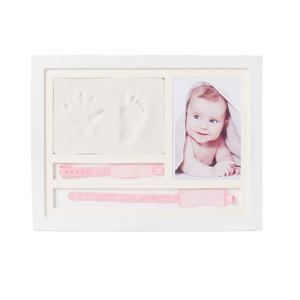 Nouveau Kit d'empreintes de mains et de pieds de bébé en bois avec cadre blanc, Bracelet de <span class=keywords><strong>naissance</strong></span> DIY, Souvenirs commémoratifs, Décoration intérieure, Cadeaux - Product Image 1