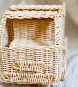 Nuevo estilo Rattan Camper Van Rattan Toys Car Sustainable Eco Friendly Toy Kids Toddler Pretend Play Nursery Room Decoration - Product Image 4