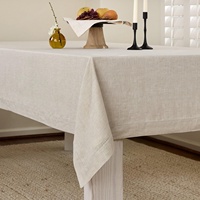 Nappe en lin blanc |   Nappe de table en coton et lin de style français pour table à manger