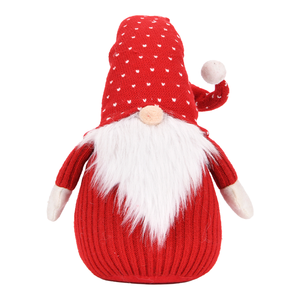 Red Heart Print Knit <b>Hat</b> Christmas Gnome Plush Ribbed Sweater Tomte Doll with Pom Pom for Valentine <b>Holiday</b> Shelf Decor - Product Image 1