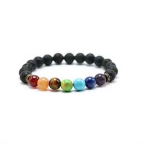 New Natural Lava Stone Bead Bracelet 7 Chakra Bracelet For Women