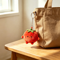 Porte-clés en peluche personnalisé avec visage d'animal, sur commande, design client, en coton PP doux, vente en gros OEM pour enfants