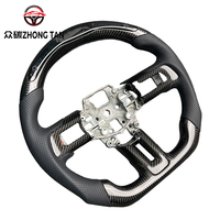 Volant sport en fibre de carbone véritable pour Mustang GT - Cuir rouge 3 branches