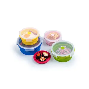 Folding Foldable Reusable Top Seller Bowl Pot Food Round Kids Storage Container Set Boxes Lunch Bento Box