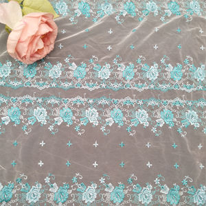 Tissu de dentelle de maille de fleur 120CM largeur dernier tissu de dentelle chimique de broderie florale décorative - Product Image 2