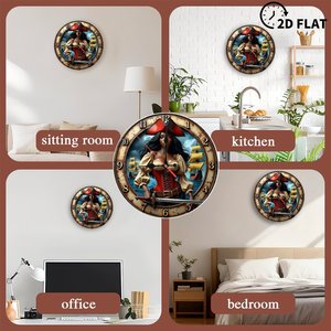 Round Wooden Wall <b>Clock</b> 25x25Cm Silent Non Ticking Decor For Hotel Room Interior Hanging <b>Clock</b> - Product Image 5
