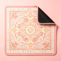 Tapis de Mahjong en microfibre antidérapant avec motif vitrail de cathédrale gothique et fenêtre rose noire et or, pour 4 joueurs, cadeau