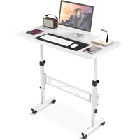 Bureau ergonomique pour le travail à domicile, bureau mobile debout avec hauteur réglable, table d'ordinateur roulante assis-debout T0903