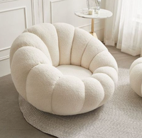 Fauteuil paresseux compressé en forme de citrouille, chaise individuelle en coton crème imperméable, pouf style INS pour la maison, la chambre, les petits appartements et les balcons