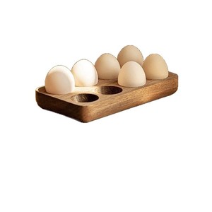Bandeja para Almacenar Huevos de Madera de Acacia, Estilo Japonés, Madera Maciza, para Cocina, Hogar, Refrigerador, Conservación de Frescura, Caja Creativa para Huevos de Desayuno - Product Image 5