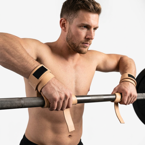 Unisex Cowhide Leather Powerlifting <b>Weight</b> Lifting Straps Adjustable Lightweight Strong Non-Slip Heavy Duty Custom Logo Fitness - Product Image 1