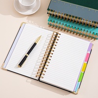Carnet de budget A5 en cuir PU à spirale avec règle d'indexation et système d'enveloppes pour espèces