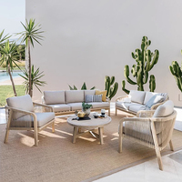 Ensemble de canapés d'extérieur en teck moderne pour hôtel et usage extérieur, mobilier de jardin