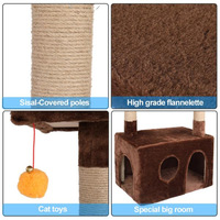 Grand arbre à chat en bois de luxe pour Halloween, 54,5 pouces, avec double niche, griffoir, maison et tour de meubles pour animaux de compagnie