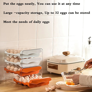 1pcs Refrigerator <b>egg</b> <b>storage</b> box drawer type crisper kitchen <b>egg</b> carton tray can be stacked double-layer <b>egg</b> shelf - Product Image 2