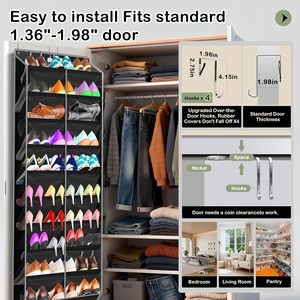Over The Door <b>Shoe</b> Organizer 20 Pockets Holds 30 Pairs Black Heavy Duty Fabric Mesh For <b>Shoes</b> <b>Storage</b> Behind Doors - Product Image 4