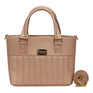 Bolso Bandolera Fana Fina Milagros de Cuero Genuino Color Oro Rosa con Patrón de Cocodrilo y Borlas para Mujer, Uso Diario - Product Image 1