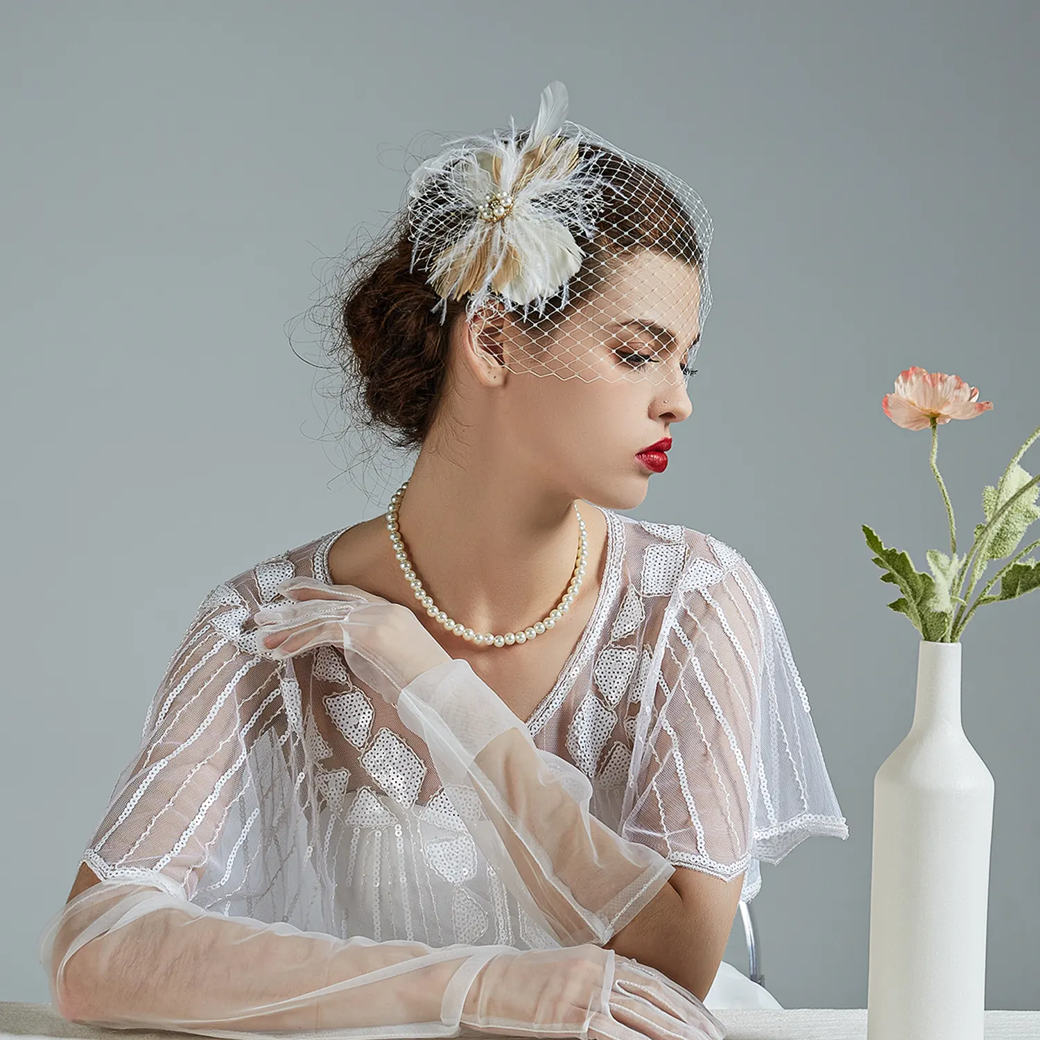 Nuova fascia da sposa con velo in filo di seta Fascinator ornamenti per capelli unici accessori da sposa copricapo femminile