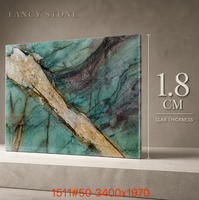 Dalle de pierre en quartzite vert Patagonia FANCY STONE, 1,8 cm, finition polie, pour plans de travail de cuisine, murs de salle de bain et projets de meubles.