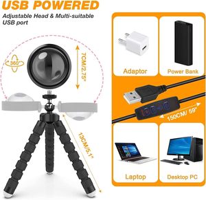 Popular Modern Black Aluminum LED <b>Sunset</b> Projector Lamp with 180 Degree Rotation and Remote Control - Product Image 6