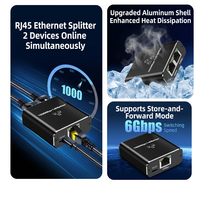 Splitter Jaringan Gigabit 1000Mbps RJ45 Merek OEM Cetakan Pribadi Kabel Ethernet Paduan Aluminium PC dengan Driver Plug and Play