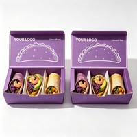Boîte à tacos en gros pour emporter, emballage cadeau, boîte alimentaire en papier de haute qualité avec séparateurs, emballage pour burger en encre de soja