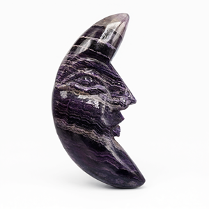 Piedra natural de fluorita púrpura tallada a mano en forma de luna creciente - cristal/reiki/chakra/curación - 5 pulgadas y 320 g de peso - Product Image 2