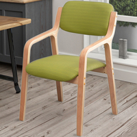 Chaises de salle à manger en bois massif de conception minimale avec dossier incurvé pour tissu de lin pour maisons âgées