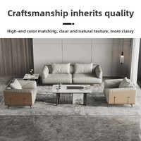 Ensemble de canapés de réception pour bureau, zone de négociation commerciale, canapé moderne minimaliste en cuir deux ou trois places, table basse