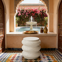 Table d'appoint en résine style terrazzo à bulles - Peinte à la main, style vacances à la plage et à la piscine - Table d'appoint avec design à bulles