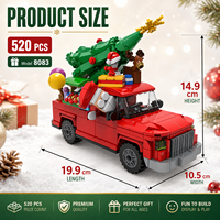 Ensemble de blocs de construction de camion de Noël 520 pièces avec arbre, Père Noël, cadeaux de Noël, jouet de construction pour enfants, modèle de briques STEM DIY