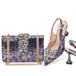 Elegantes Brautschuh- und Abendtaschen-Set: Spitze Schuhe mit Diamanten und Strass, Dünner Absatz, Perfekt für Abendkleider - Product Image 3