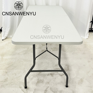 Wholesale <strong>Portable</strong> Outdoor Plastic Catering <strong>Table</strong> 180cm Rectangle White Cheap Dinner Folding <strong>Table</strong> for Wedding Event - Product Image 2