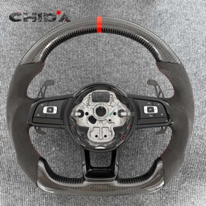 Volante Deportivo Personalizado de Fibra de Carbono y Gamuza para Volkswagen MK8 MK7 MK6 Golf R GTI GTD GTE <span class=keywords><strong>Polo</strong></span> GTI Golf 8 Golf 7 - Product Image 1